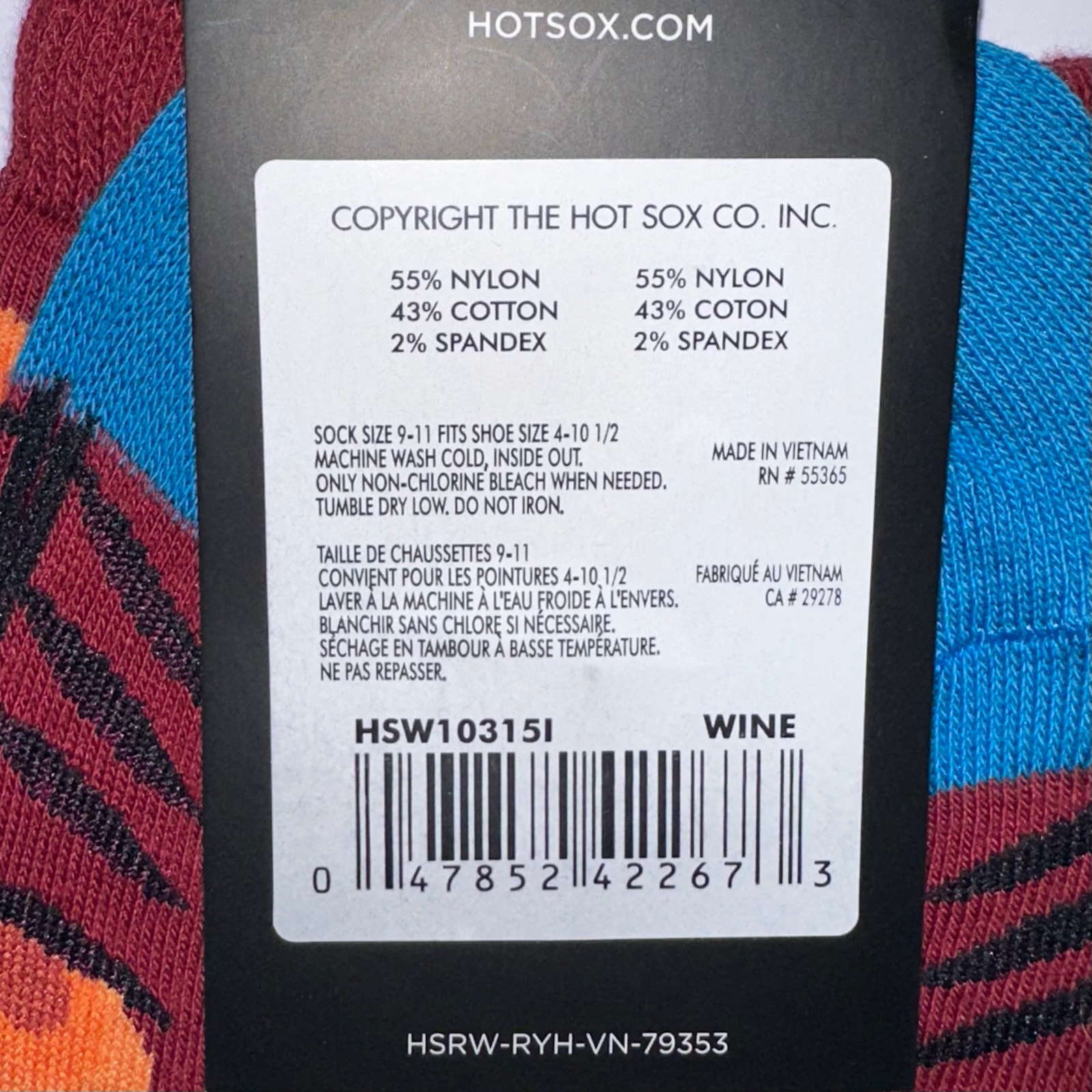 Nwt Hotsox Wine Red Retro Floral Crew Socks Fits Women’s Shoe Size 4-10.5 — image 7 of 7